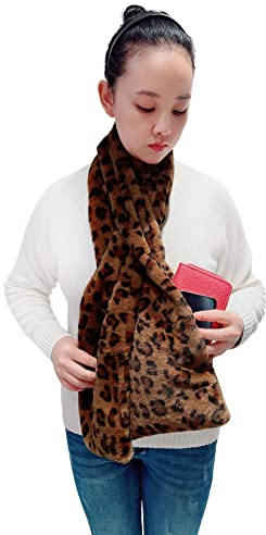 Lina & Lily Damen Winter Pull-Through Kunstpelz Schal mit versteckter Reißverschlusstasche