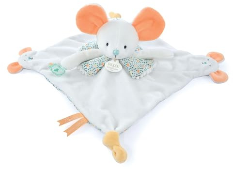 Doudou et Compagnie - Les Petits Futés DC4055 Kuscheltier mit Fingerpuppe Maus Beige 30 cm