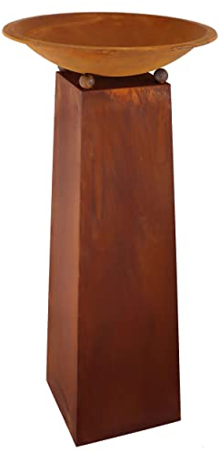Rostikal Boho Deko Pflanzsäule 70 cm mit Schale Ø 36 cm Gartendeko Rost Blumensäule