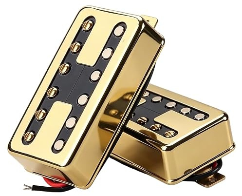 Humbucker Pickup Set H Style Alnico V Double Coil Neck and Bridge Pickups Compatible with Les Paul LP Style Electric Guitar Replacement (Gold)
