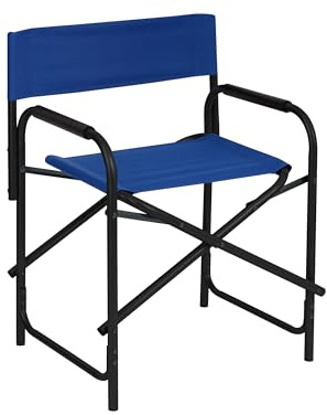 Baroni Home klappbarer Regiestuhl aus Stahlrohr, ergonomischer Klappstuhl mit Rückenlehne, faltbar und platzsparend, aus Leinwand, für Camping, Meer und Strand, 56x44x76 cm, Blau