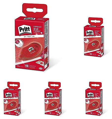 Pritt Colla Roller Compact - Per Bambini Sicura e Affidabile, Per Lavoretti e Fai Da Te, Incollaggi Precisi e Facili, Uso Casa, 8.4mm x 10m (Confezione Da 5)