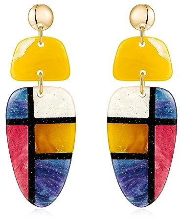 LILIE&WHITE Pendientes Mujer Acrílicos Coloridos Estilo Arte Moderno, Diseño Geométrico, Hipoalergénicos, Regalo Creativo para Amantes de la Moda