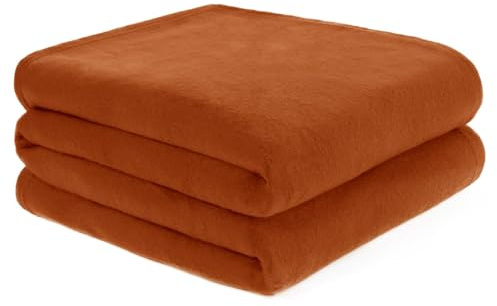 Dreamscene Fleece Throw Blanket for Bed, Soft Warm Cosy Plain Burnt Orange Throw Over Sofa Outdoor Blanket Lightweight Fluffy Single Fleece Blankets, 120 x 150cm
