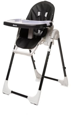 4BABY Decco Hochstuhl, Kinderhochstuhl, Mitwachsender, Rückenlehne Verstellbar und Klappbar (Schwarz)