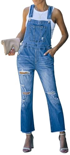 Roskiky Jeans Overall Damen Casual Stretch Verstellbare Denim Latzhose Jeans Hosen Jumpsuit Damen