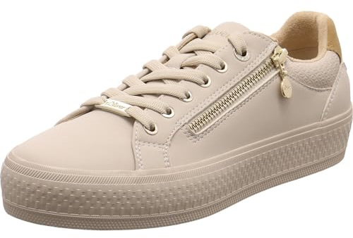 s.Oliver Damen Sneaker flach mit Reißverschluss Freizeit, Beige (Beige), 40 EU