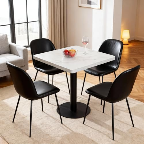 Mingone Esstisch 80cm x 80cm Quadratisch Marmor Weiß | Küchentisch für 4 Personen, klein Tisch 80cm für Esszimmer, Küche, Wohnzimmer