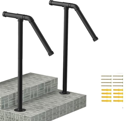 Haltegriff 2 Packungen Handläufe für Außentreppen Antirutsch-Geländer aus Verzinktem Rohr Treppengeländer Barrierefreies Handicap-Geländer für Veranda, Garten, Hoftreppe (Size : 39.3H)