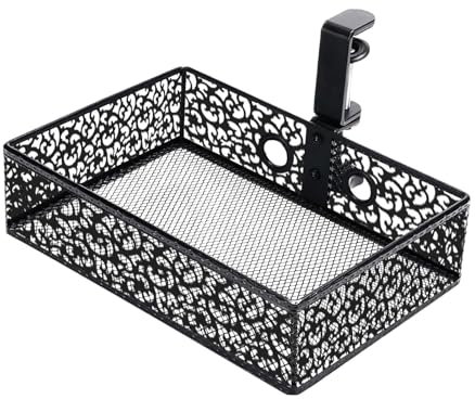 1/4 Untertisch-Schublade – 360 Grad drehbar unter dem Tisch, Schreibtisch-Organizer aus Metall, Schreibtisch-Organizer für Schreibtische, Schreibtisch-Ablage, Untertisch-Organizer für Notizen, Handy,