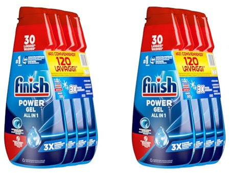 Finish Powergel Detersivo Lavastoviglie Fresh, Gel Lavastoviglie, 120 Lavaggi, 4 confezioni da 30 Lavaggi di Liquido Lavastoviglie (Confezione da 2)