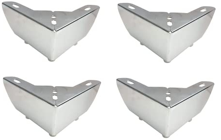 Just Accessories 4X Chrome Furniture Corner Legs/Feet For Sofa, Footstool, Table, Bed, Ottoman Pre Drilled Holes
