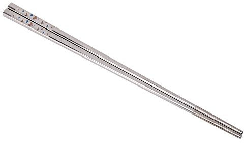 1 Paar Essstäbchen, wiederverwendbar, Metall-Essstäbchen, Lichtschwert-Essstäbchen, Koch-Essstäbchen, Reise-Essstäbchen aus Edelstahl mit graviertem Etui (genericMgT25t-03)