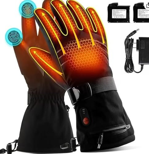 ABXMAS Wiederaufladbare Elektrische Heizhandschuhe für den Außen, Beheizte Handschuhe für Männer mit 7,4V 3200mAh Batteriebetrieben, 3 Temperaturstufen zum Skifahren Snowboarden Radfahren Wandern, S