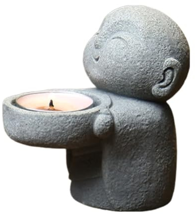 JUCHRZEY Buddha-Skulpturen, Kerzenhalter, kleine Buddha-Statue, Kerzenhalter, niedliches Teelicht, Buddha-Figur, Kerzenhalter for Zuhause, Büro, chinesisches Zubehör
