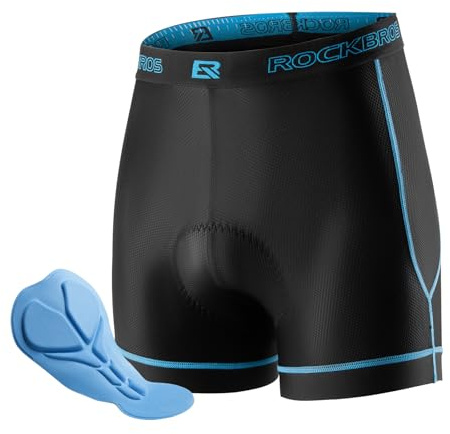 ROCKBROS Cuissard Vélo Homme, sous-vêtements de Vélos Cuissard VTT Respirant 3D Padded, Short Homme Confortable Culotte Élastique pour VTT Vélo de Course MTB, Gris/Noir