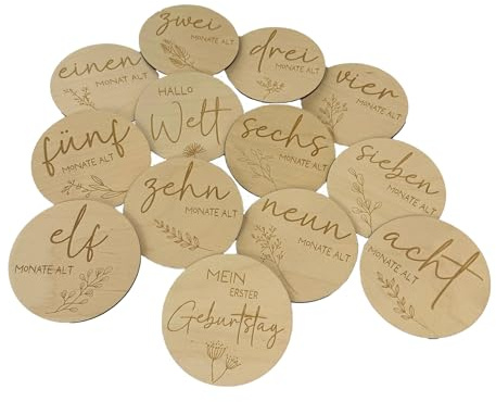 Meilensteine aus Holz, Meilensteinkarten, Mein erstes Jahr, Jeder Monat, Geschenk zur Geburt, Babyparty, Holz, Baby, Holz Karten