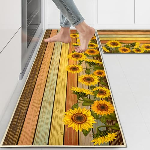 PQCXXA Lot de 2 Tapis de Cuisine Lavables, Antidérapants, Absorbant l'Eau et l'Huile - Pour Cuisine, Bureau, Buanderie (Q10, 43x150cm+43x75cm)