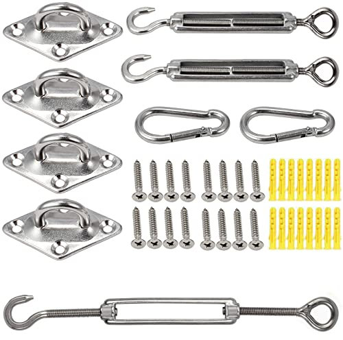 M6 Awning Attachment Set, 304 Stainless Steel Heavy Duty Sun Shade Sail Fixing Kit Hardware Kit for Square and Triangle Gardens Hardware Accessories Kit