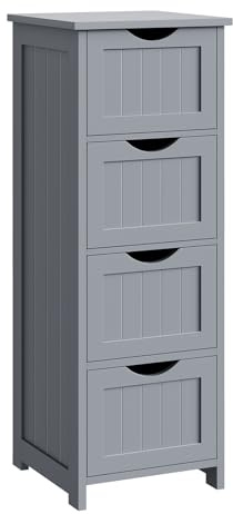 WOLTU Badezimmerschrank, Badschrank mit 4 Schubladen, 30 x 30 x 82 cm, Grau