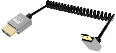 YANBORONSN Cable en espiral 4K Mini HDTV, cable corto en espiral Mini HD TV a HD TV, cable HDTV2.0 compatible con 4K a 60 Hz y 18 Gbps, para cámara, televisor y tableta 2.2FT(Arriba)