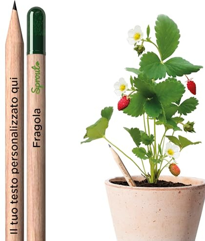 SproutWorld Personalisierte Pflanzbare Bleistifte – Holzbleistifte mit Farbig Bedrucktem Logo, Text und/oder Symbol – Für Unternehmen, Events und Hochzeiten – Original, umweltfreundlich, mit Erdbeere