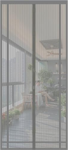 Sekey 160x230cm Rideau Magnétique Anti-Insectes Idéal pour Porte de Balcon, Porte de Cave, Porte de Terrasse (Découpable en Hauteur et Largeur) Grâce au Montage Facile, Gris