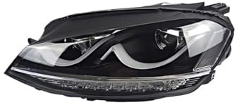 Scheinwerfer Kompatibel for VW Golk7 Golf 7 MK7 Scheinwerfer LED DRL Tagfahrlicht Bi-Xenon Strahl Nebel Lichter Angel Eyes Auto(Silvery)