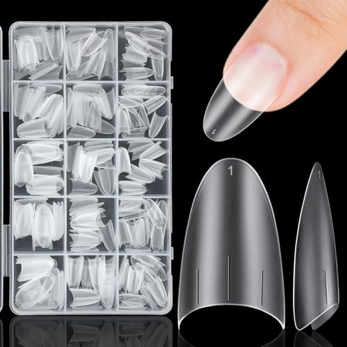 Kiiwah 300 Pezzi Unghie Finte Tip, Acrilico Mezza Copertura Finte Francese Artificiali Opaco Tip Unghie in Gel Per Nail Art Saloni di Manicure e Amanti Delle Fai da te a Casa