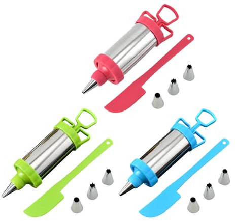 Jeringa de metal para decoración de pasteles, kit de tuberías de acero inoxidable, inyector de relleno de cupcakes, herramienta profesional de glaseado y decoración para hornear, fabricada con