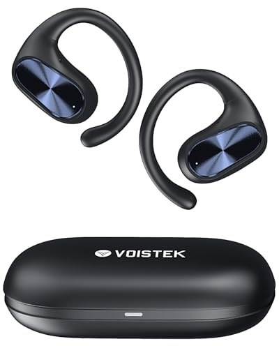 Voistek Open-Ear Earbuds,Bluetooth Open-Ear Headphones Wireless with Ear Hooks,50H Battery,Clear Calls,Lightweight Sports Headphones with Open-Ear Design for Running,Fitness,Driving