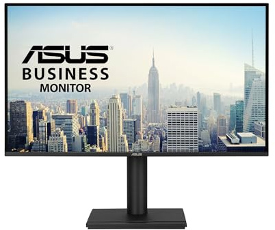 ASUS 27” 1440P Business Monitor (VA27AQSE) - IPS, QHD, 99% sRGB, Frameless, HDMI, DisplayPort, VGA, 1ms, Speakers, Low Blue Light, Flicker Free, Ergonomic Design, VESA Wall Mountable, 3 yr Warranty