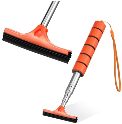Alipis Long Handled Car Window Scraper Car Squeegee for Windshield and Glass Surfaces Adjustable Stainless Steel Cleaner Tool with Portable Design