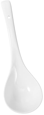 BEBEMOKO Cuchara Sopera Grande de Cerámica [1 Pcs] para Restaurante y Hogar[superficie Lisa][resistente al Calor][uso Múltiple para Sopa y Avena