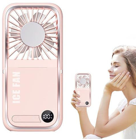 Zestivra Ventilador De Mesa - Ventilador Personal | Plegable con Carga USB Pantalla LED Soporte para Teléfono para Oficina Dormitorio Tienda