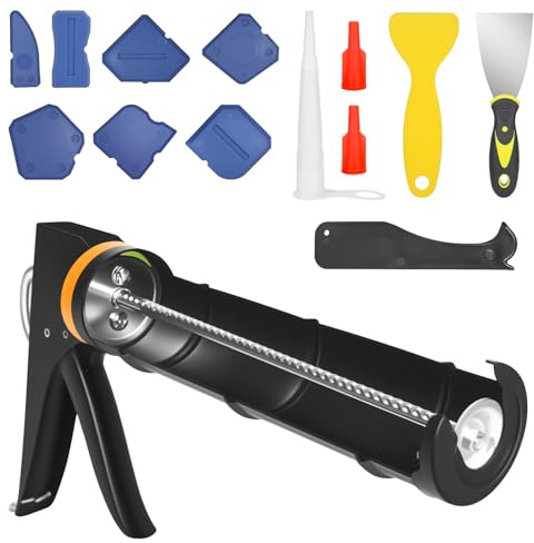 PYserne Kit de presse à cartouche, outil de retrait de silicone avec spatule, 9 extracteurs en silicone et buses d'étanchéité pour salle de bain, cuisine, sol, évier, fenêtre