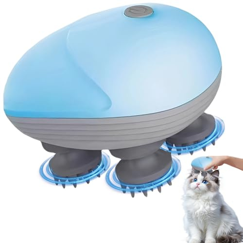 Elektrisches Kopfmassagegerät, Kabelloses Katzen Massagegerät | Handmassagegerät mit 4 Knetköpfen, IPX7 Wasserdicht Katzen Massagegerät für Ganzkörpermassage HundeköRper Haarwachstum