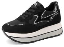 QUEEN HELENA Zapatillas de deporte de plataforma altas y cómodas para mujer X33-19, Negro , 40 EU
