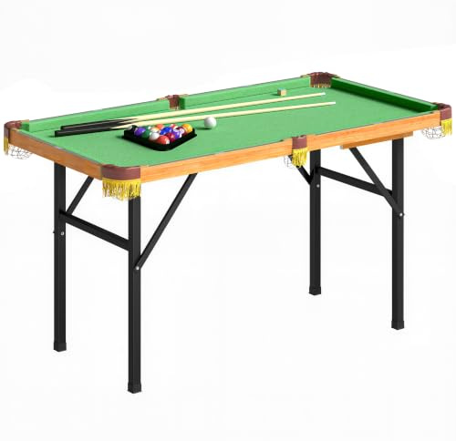 SPORTNOW Biljardbord, fällbart minipool, billiardbord med 2 köer, 16 bollar, krita och triangel, inklusive borsttillbehör, bordsbiljardbord, poolbord, bordsspel, biljardbord för vuxna 120 x 63 x 73,5