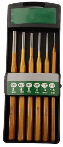 Helilyco Set di 6 punzoni cilindrici a scalpello per metallo, pietra, cemento, oro, verde, 45,7-35,5 cm