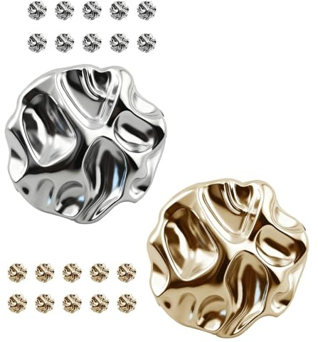 wutdgeg 20 Piezas Botones Dorados, Botones Plateados, 25 mm botone Decorativos, adecuados para cárdigans, Chaquetas, Trajes, Camisas, Accesorios de Punto y proyectos de Manualidades DIY
