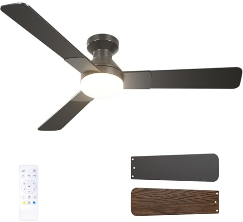 Passky Ventilador de Techo con Luz 132cm Doble Cara Negro