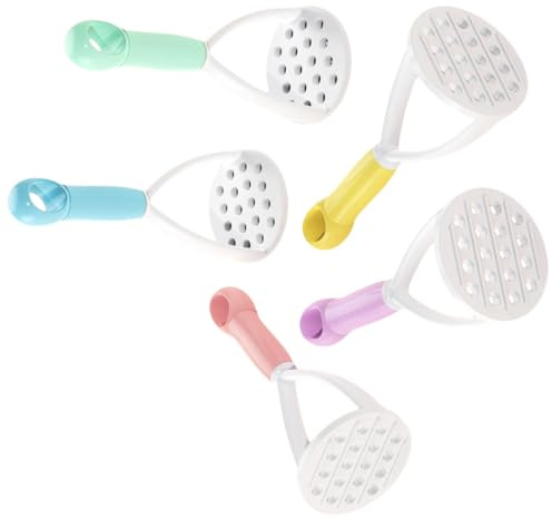 Homoyoyo Broyeur à Pommes de Terre Manuel 5 Pièces, Presse-purée Réutilisable en Polypropylène Alimentaire, Poignée Ergonomique, Outil pour Écraser Pommes de Terre et Légumes, Accessoire