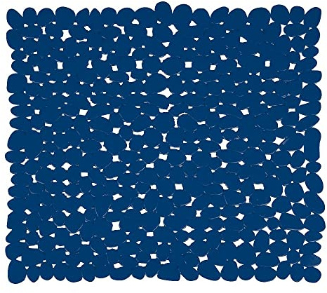MSV – Duschmatte „Pebble“ – 100% phthalatfreies PVC – 53 x 53 cm – Dunkelblau – rutschfeste Oberfläche für Sicherheit und Komfort – Gesundheitsfreundliches Design