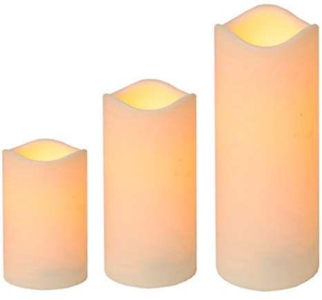 3er Set LED Echtwachskerzen Outdoor mit flackerndem Licht warmweiß inkl. 5h Timer 3 Größen Batterie