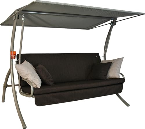 ANGERER Hollywoodschaukel Drift Smart braun | Gartenschaukel Made in Germany, Schaukel zum Sitzen, Liegen und Entspannen, inklusive Bett-Funktion, einfache Montage