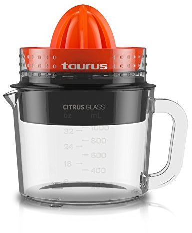 Taurus Citrus Glass Exprimidor, Rotación de Doble Sentido, 30 W, 1 Liter, 0 Decibelios, Plástico, Multicolor