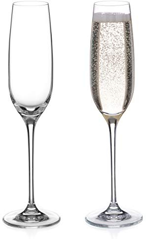 Diamante, coppia di calici da champagne in cristallo per prosecco, collezione Moda, non decorati, 2 pezzi