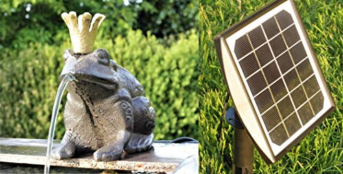 Powershop11 Wasserspeier Froschkönig Guß 13 cm mit Solarpumpe Solaris 170