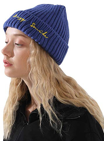FOLDING Fliegermütze Wolle Winter Strickmütze, Damen warm Strickmütze Outdoor-Aktivitäten (Color : Royal Blue)